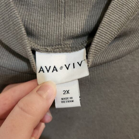 Ava & Viv Long Sleeve Pullover Mock Neck Casual Top Rib Knit Sage Green Size 2X - Picture 5 of 7